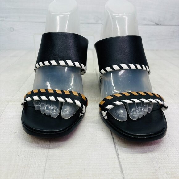 Vince Camuto Kafinny High Heel Sandals Black Tan Strappy Block Heel Size 8.5M 38 - Picture 3 of 12